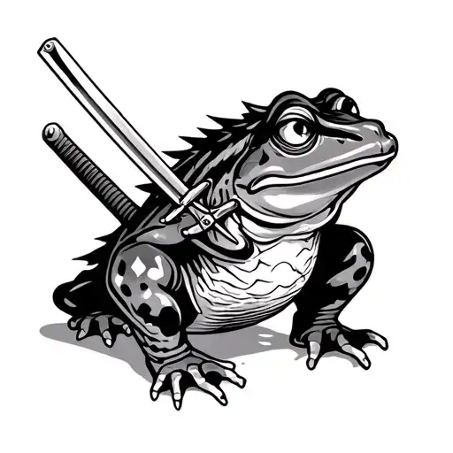 Japanese Yakuza frog with katana sword tattoo design idea