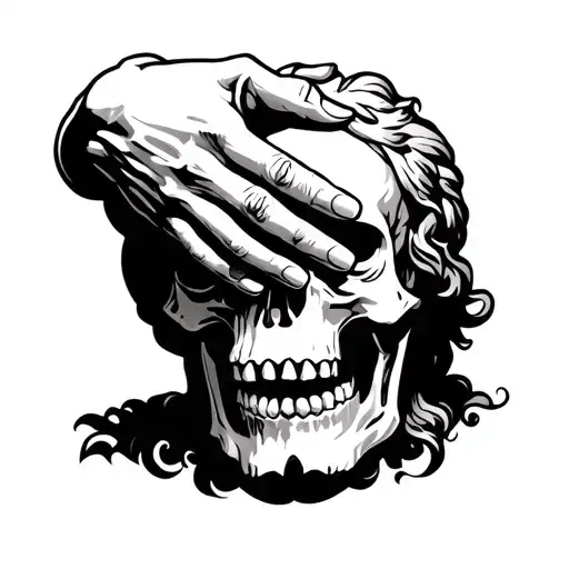 Creation Of Adam hands on top of hercules skull tattoo design idea