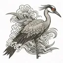 crane in water tattoo design idea