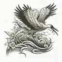 crane in water tattoo design idea