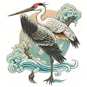 crane in water tattoo design idea