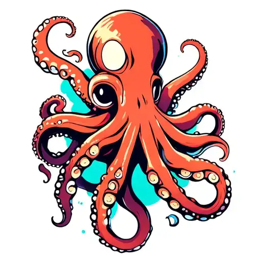 Cartoon Octopus wrapped tattoo design idea
