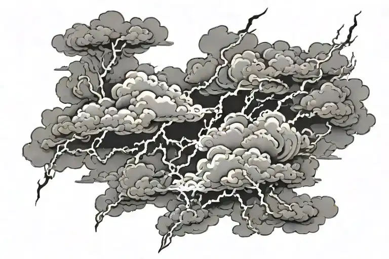 clouds and lightning tattoo design idea