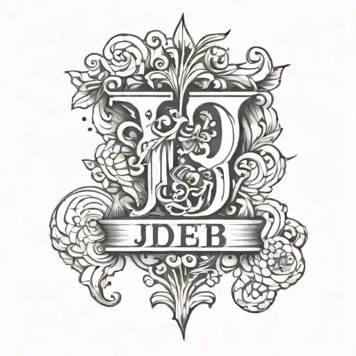 the letters J D E B M S in a cool design incorporating elements tattoo design idea