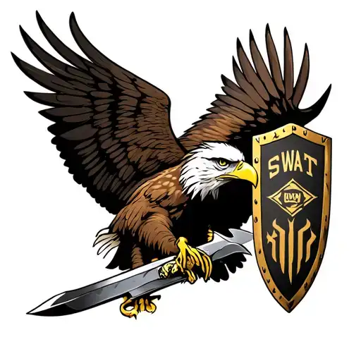 SWAT eagle with dagger and shield tattoo design idea