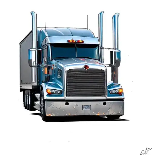 359 Peterbilt with sleeper ripping out of skin tattoo design idea