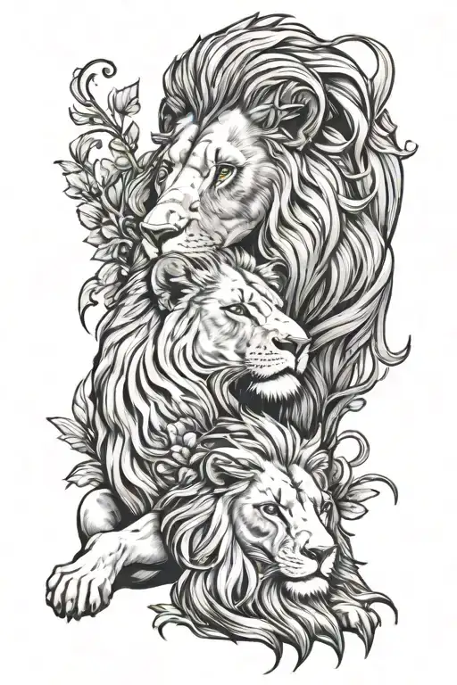 the lion and the lamb peacefully lying together representing peace tattoo design idea