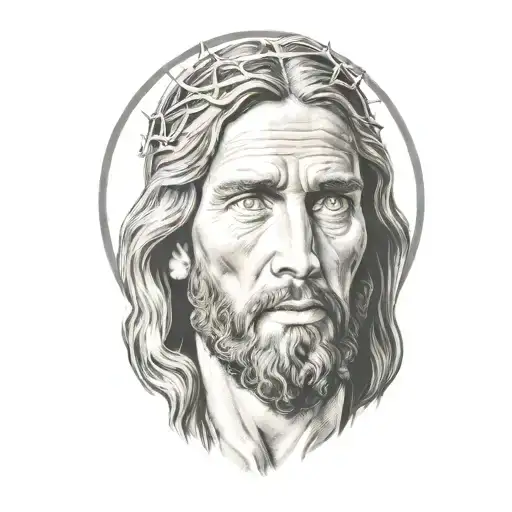 Hyper realistic portrait of Jesus Christ tattoo design idea
