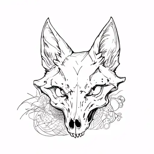 fox skull snare drum tattoo design idea