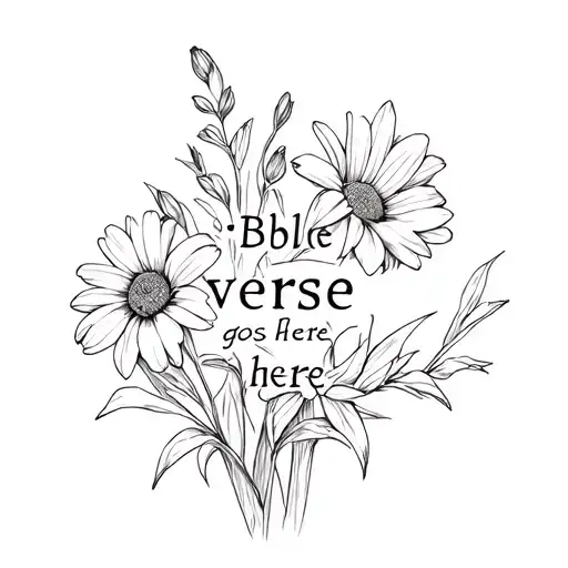 "Bible verse goes here " gladiolus and daisies tattoo design idea