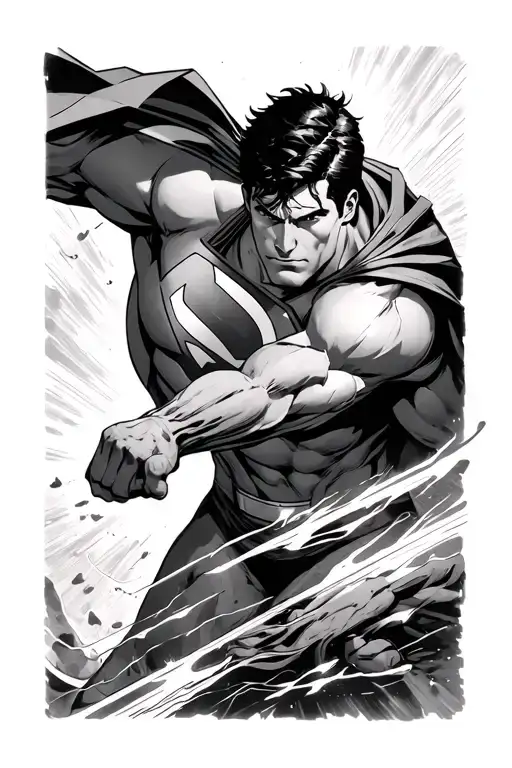 Superman fighting flash tattoo design idea