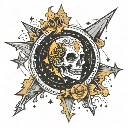 god given talent in the center surrounded by stars tattoo design idea