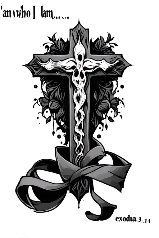 "exodua 3:14 “i am who i am”" cross tattoo tattoo design idea
