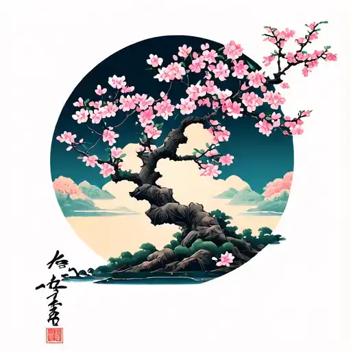 cherry blossom tree tattoo design idea
