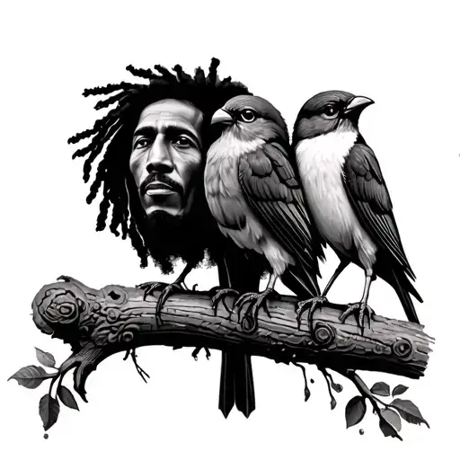 Bob Marley 3 Little Birds tattoo design idea