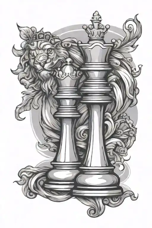 king and pawn chess piece tattoo design idea