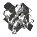 mewtwo low poly tattoo design idea