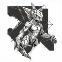 mewtwo low poly tattoo design idea