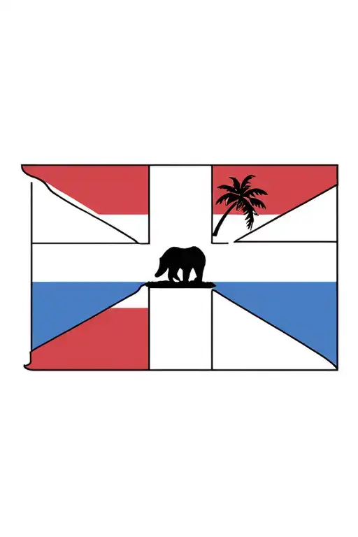 Dominican flag incorporated with bear and palm tree tattoo design idea