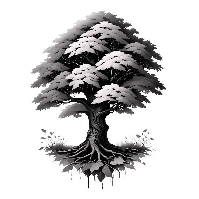 alzheimers tree with fading leaves tattoo design idea