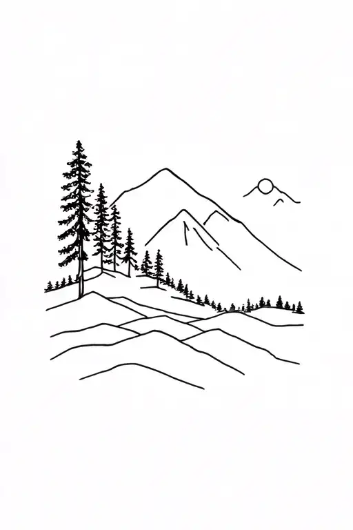 Mt. Tamalpais Ridgeline with Redwoods tattoo design idea