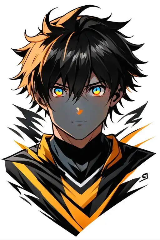 Anime-inspired tattoo of Jude Sharp from Inazuma Eleven, black grey wth detail shading,with color in the eyes and energy tattoo design idea