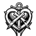 heart anchor n a cross intertwined tattoo design idea