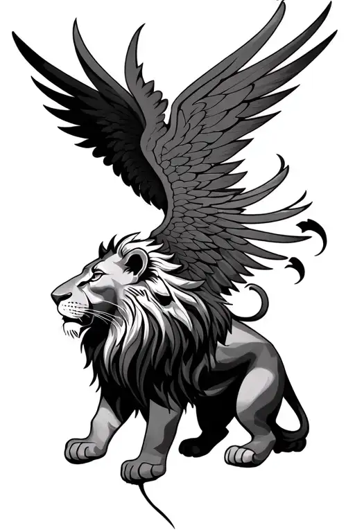 Lion synbole with a lion with wings tattoo design idea