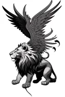 Lion synbole with a lion with wings tattoo design idea