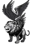 Lion synbole with a lion with wings tattoo design idea
