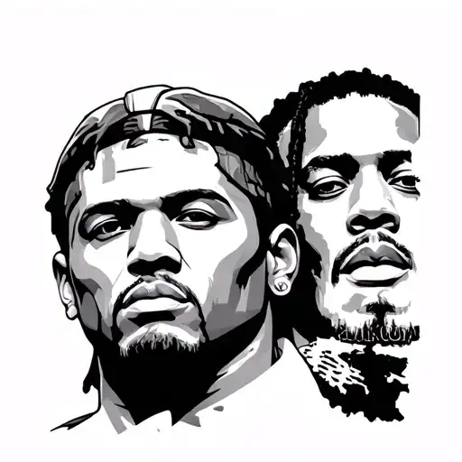 NAS, DMX, RZA and Lil Wayne in the style of Mount Rushmore heads tattoo design idea