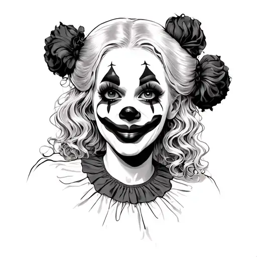 girl clown with blunt  tattoo design idea
