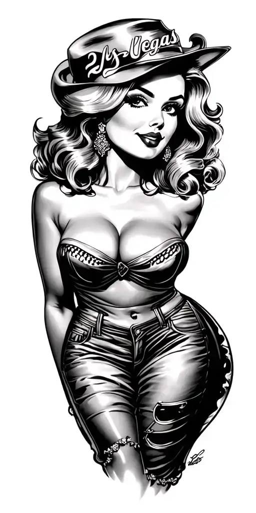 route 66 pin up girl Las Vegas tattoo design idea