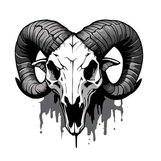 charging ram skull tattoo design idea