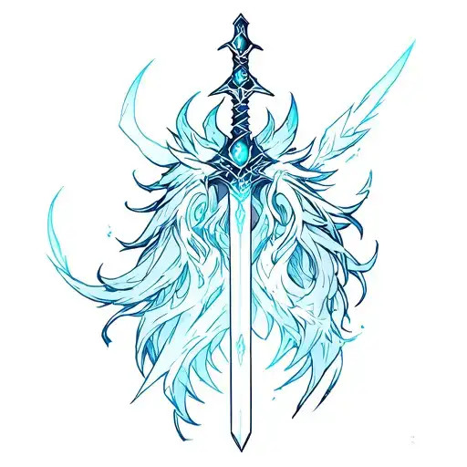 kindred league of legends, with ekko sword tattoo design idea