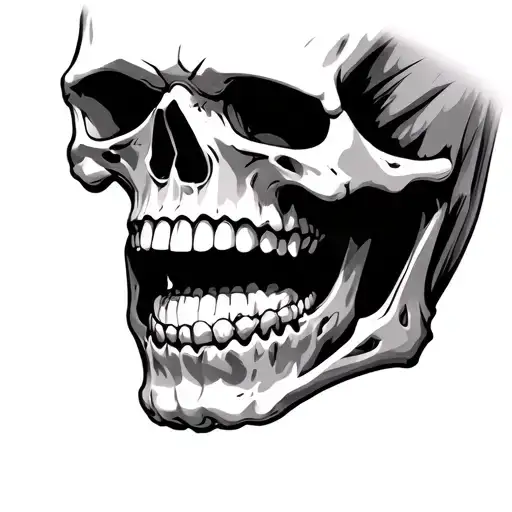 skull mouth open tattoo design idea