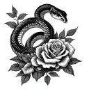 snake n roses tattoo design idea