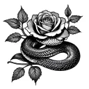 snake n roses tattoo design idea