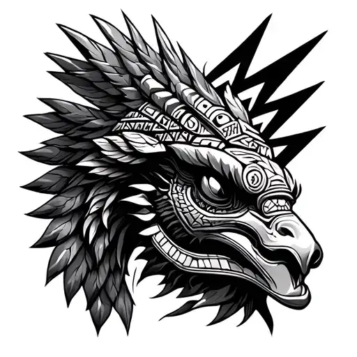 Make me a tattoo of Quetzalcoatl for my shoulder arm, including Aztec symbols, pyramids, aliens, ufos and tattoo design idea