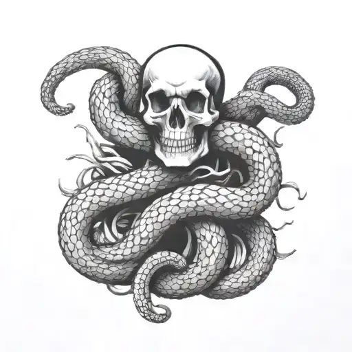 skeleton snake tattoo design idea