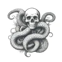 skeleton snake tattoo design idea