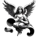 angel holding scroll tattoo design idea