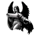 angel holding scroll tattoo design idea