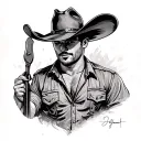 cowboy pinup gay man tattoo design idea