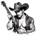 cowboy pinup gay man tattoo design idea