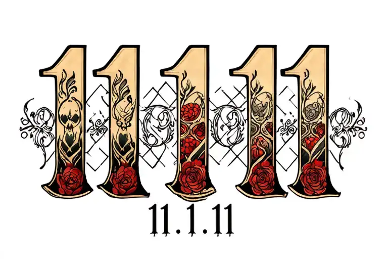 1111 numbers 11 11 tattoo design idea