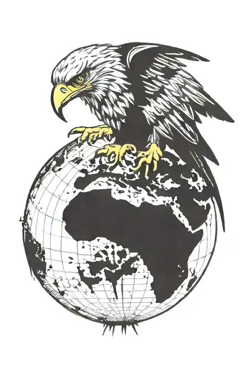 eagle on top of a globe made out of a skull tattoo design idea