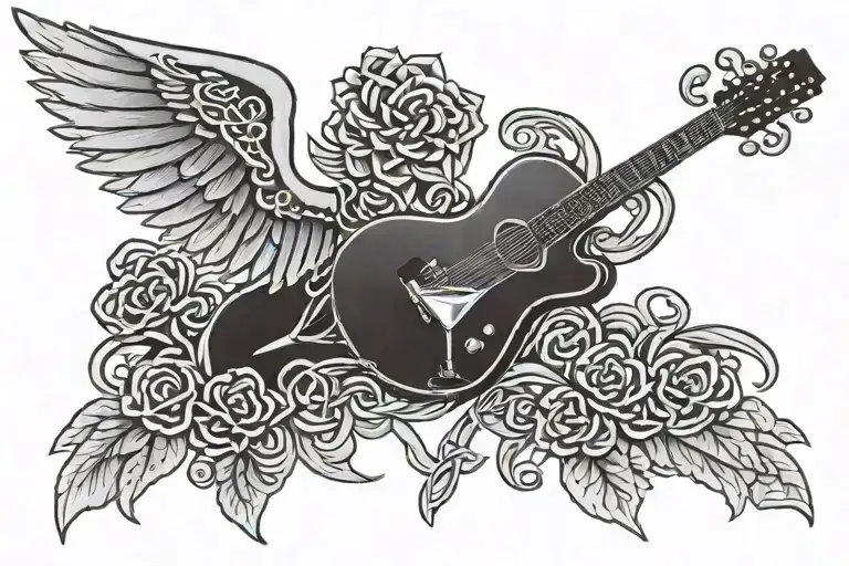 celtic symbol unconditional love cocktail straw angel wings electric guitar tattoo design idea