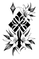 CROSS AND  spiderlily tattoo design idea