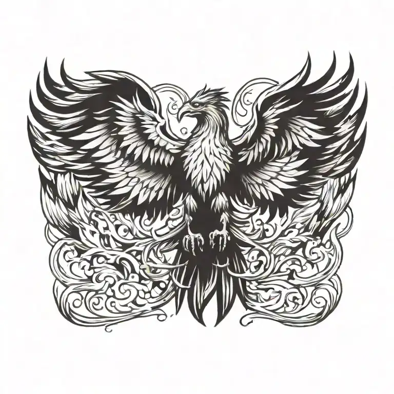 phoenix with open wings spread wide tattoo design idea